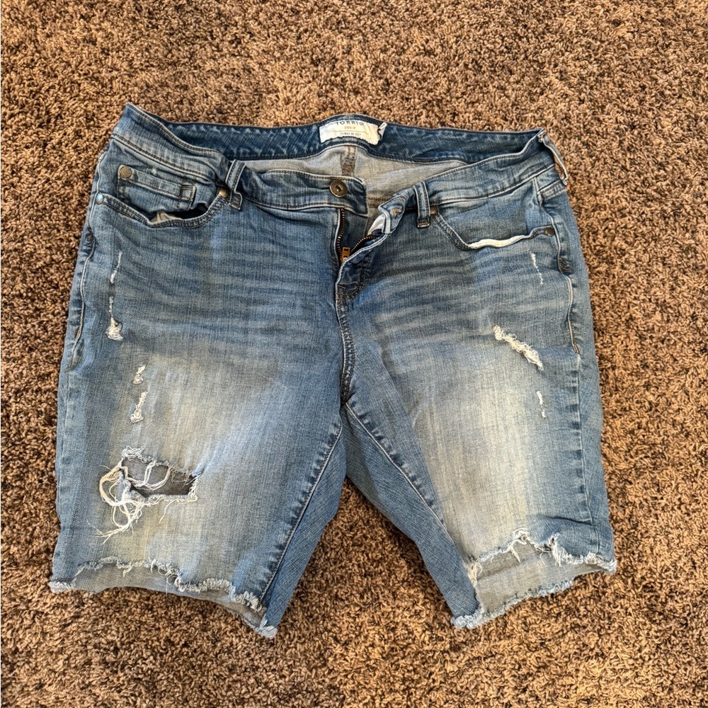Torrid Light Blue Distressed Jean Shorts